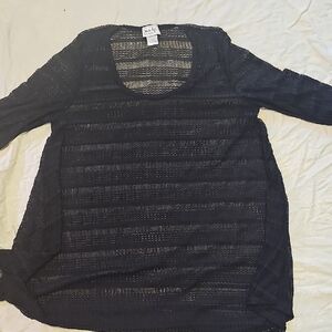 Black Sheer Knit Top